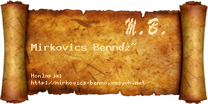 Mirkovics Bennó névjegykártya